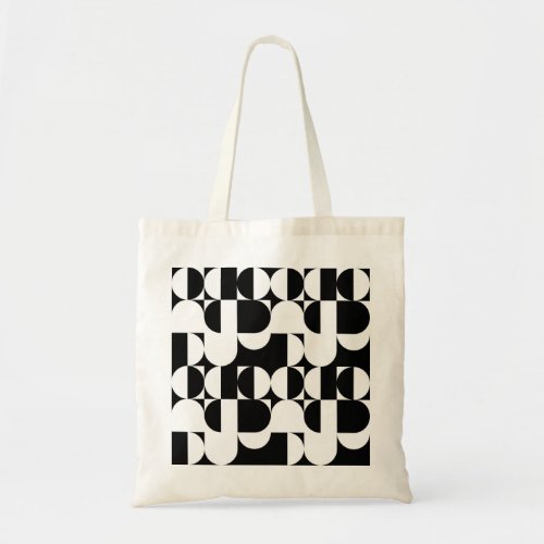 Bauhaus Style Black And White Geometric Retro  Tote Bag