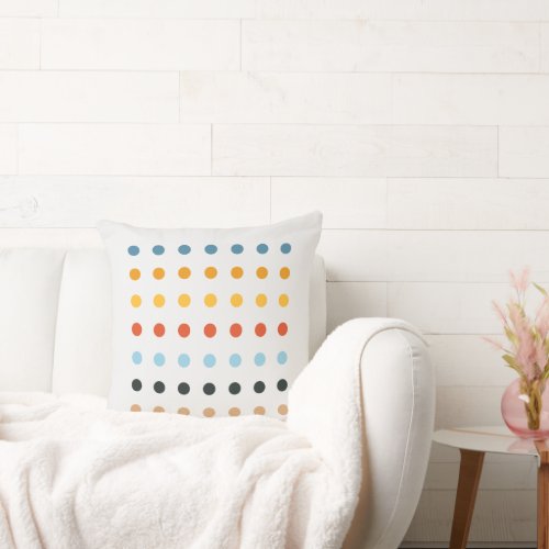 Bauhaus Style Dot Design on Duck White Throw Pillow