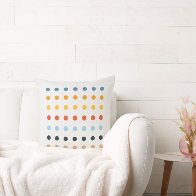 Bauhaus Style Dot Design on Duck White Throw Pillow (Couch)