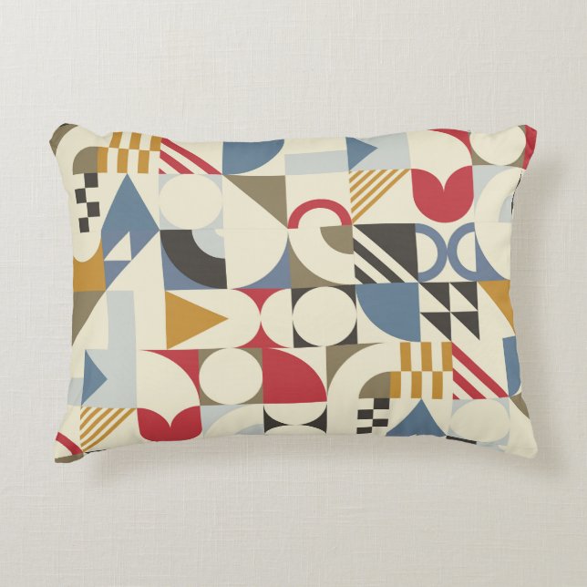 Bauhaus Style Geometric Shape Design Accent Pillow (Front)