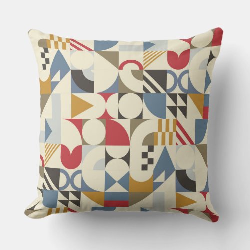 Bauhaus Style Geometric Shape Design Throw Pillow