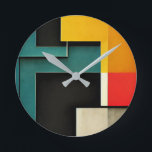 Bauhaus style illustrated  round clock<br><div class="desc">Bauhaus - design inspired by bauhaus style. This clock is a gift idea for every art-loving person who loves good and warm feeling design.</div>