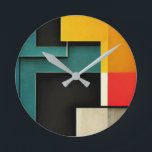 Bauhaus style illustrated  round clock<br><div class="desc">Bauhaus - design inspired by bauhaus style. This clock is a gift idea for every art-loving person who loves good and warm feeling design.</div>