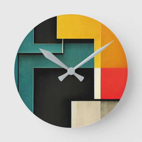 Bauhaus style illustrated  round clock