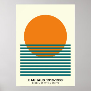 Bauhaus Sunset Stripes Poster Retro Wall Art