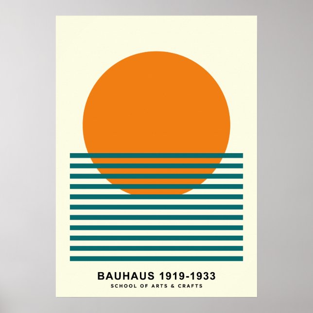 Bauhaus Sunset Stripes Poster Retro Wall Art (Front)