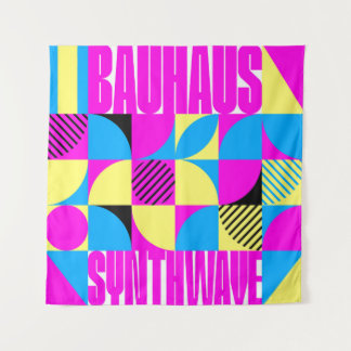 Bauhaus Synthwave #1 (fuchsia/magenta-blue) Tapestry