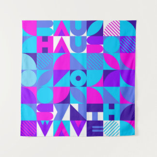Bauhaus Synthwave #4 (pink-blue) — abstract poster Tapestry