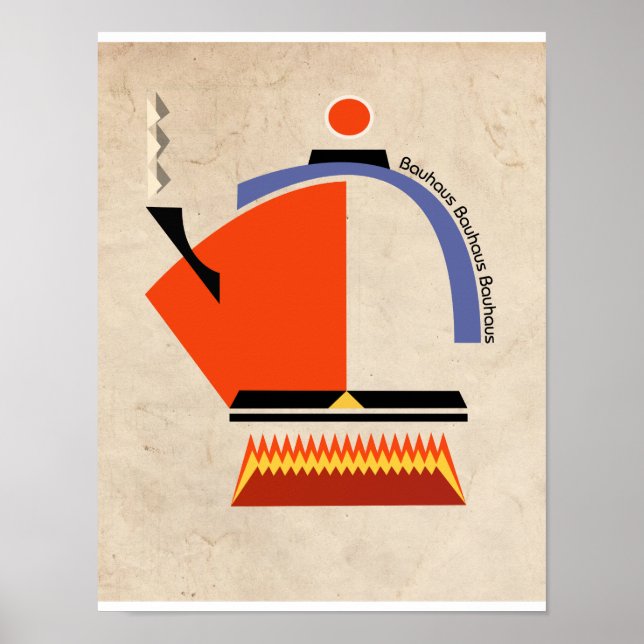 Bauhaus tea pot mid-century art poster (Front)