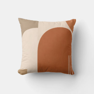 Bauhaus Terracotta Arch Throw Pillow – Mid-Century