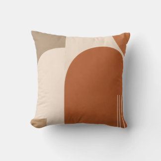 Bauhaus Terracotta Arch Throw Pillow – Mid-Century