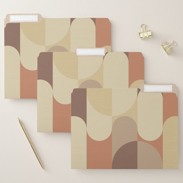Bauhaus Terracotta Beige Abstract File Folders (Set)