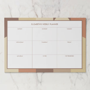 Bauhaus Terracotta Beige Abstract Weekly Desk Paper Pad