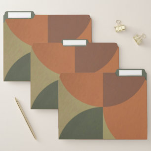 Bauhaus Terracotta Green Abstract File Folders