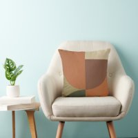 Bauhaus Terracotta Green Abstract Throw Pillow