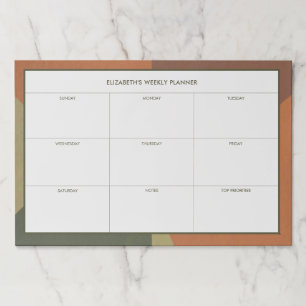 Bauhaus Terracotta Green Abstract Weekly Desk Paper Pad