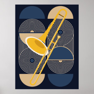 Bauhaus Trombone Art Minimalist Brass Instrument Poster