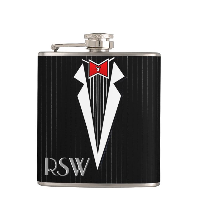 Bauhaus Tuxedo (Personalized) Flask (Front)