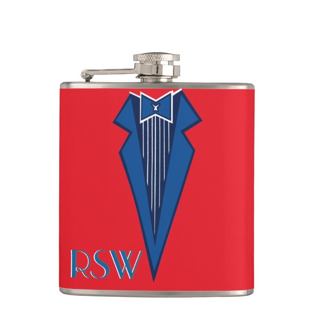 Bauhaus Tuxedo - RB (Personalized) Flask (Front)