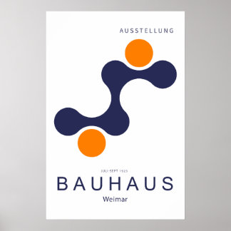 Bauhaus Weimar Navy Orange Molecule Art Print