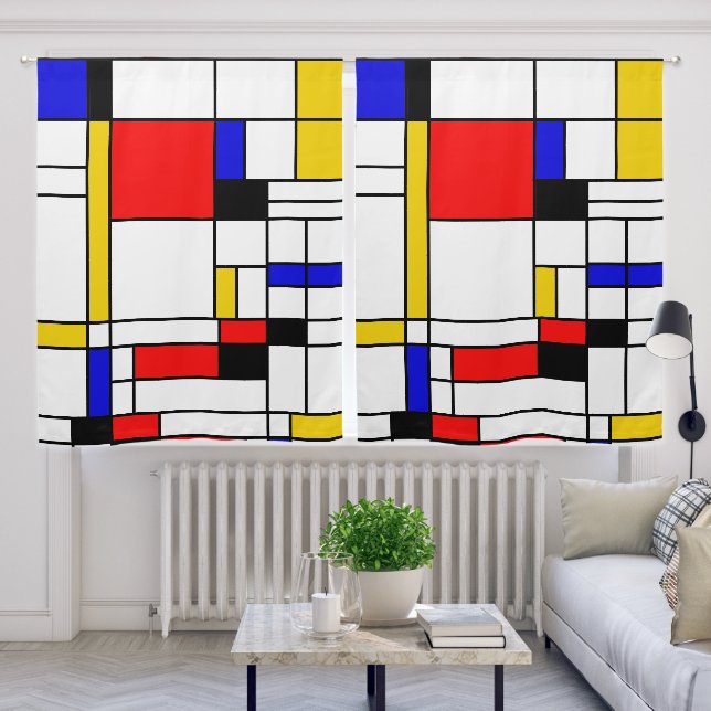 Bauhouse Mondrian Style Blackout Curtains (Living Room)