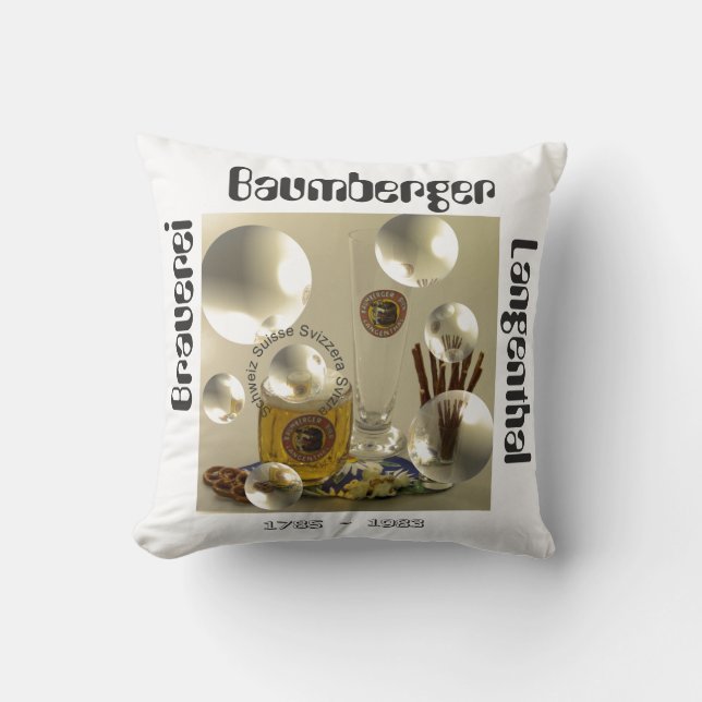 Baumberger Langenthal Kissen brewery Throw Pillow (Front)