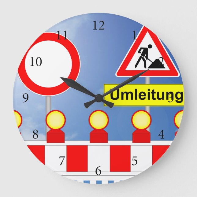 Baustelle Durchfahrt verboten und Umleitung Large Clock (Front)