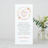 Bautism Favor Watercolor Pink Flowers Bookmark (Standing Front)