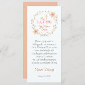 Bautism Favor Watercolor Pink Flowers Bookmark (Front/Back)