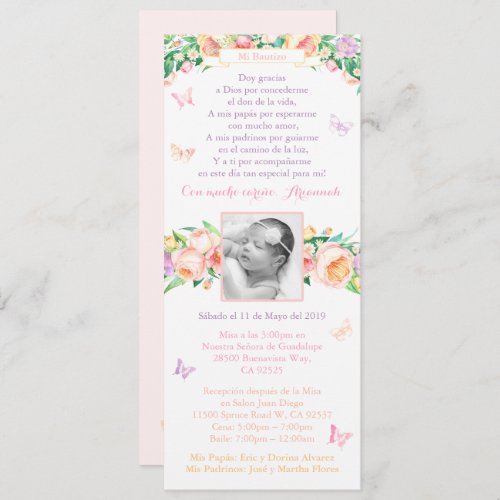 Bautismo Baptism 1st Birthday Party Butterflies Invitation