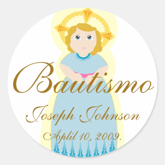 "Bautismo" Sticker-Customize Classic Round Sticker (Front)