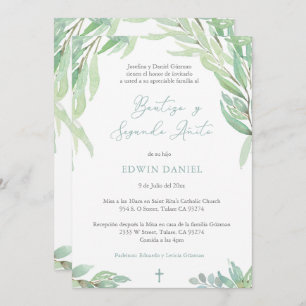 Bautizo 2do Año, Boy Baptism 2nd Birthday Spanish Invitation