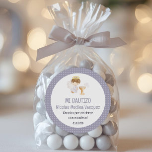 Bautizo Boy Angel Cute Baptism Christening Favors Classic Round Sticker