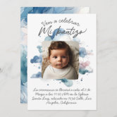 Personalizada de Bautizo para Niña con Flores Rosa Invitation