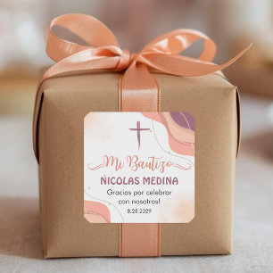 Bautizo in spanish Baptism Christening Favors Square Sticker