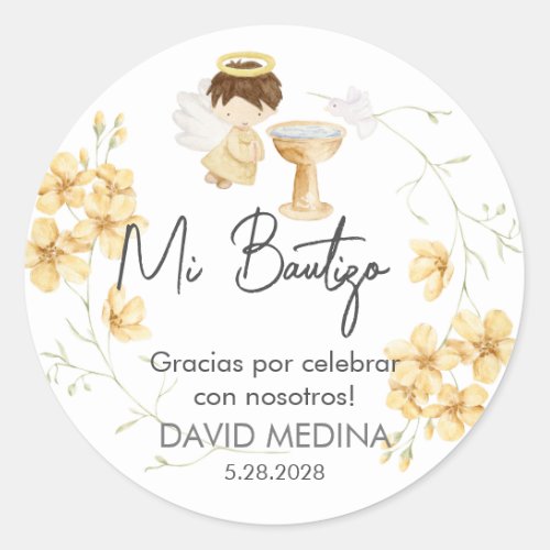 Bautizo in spanish Cute Baptism Christening Favor Classic Round Sticker