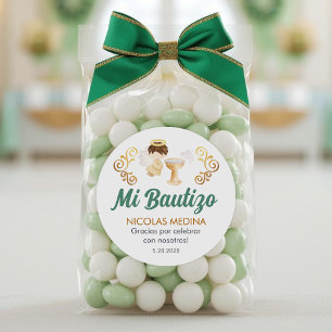 Bautizo in spanish Cute Baptism Christening Favors Classic Round Sticker