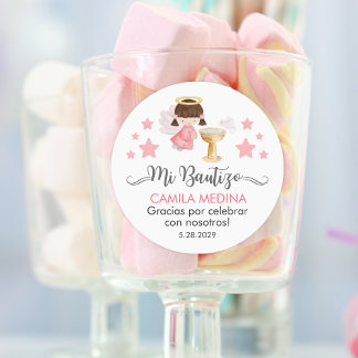 Bautizo in spanish Cute Baptism Christening Favors Classic Round Sticker