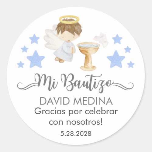 Bautizo in spanish Cute Baptism Christening Favors Classic Round Sticker
