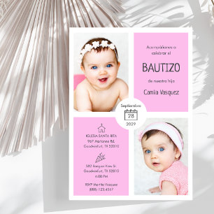 Bautizo Invitacion Baby Girl Cute Catholic Baptism Invitation