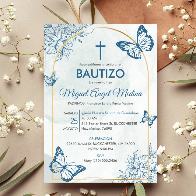 Bautizo Invitacion Elegant Butterflies Baptism Invitation (Creator Uploaded)