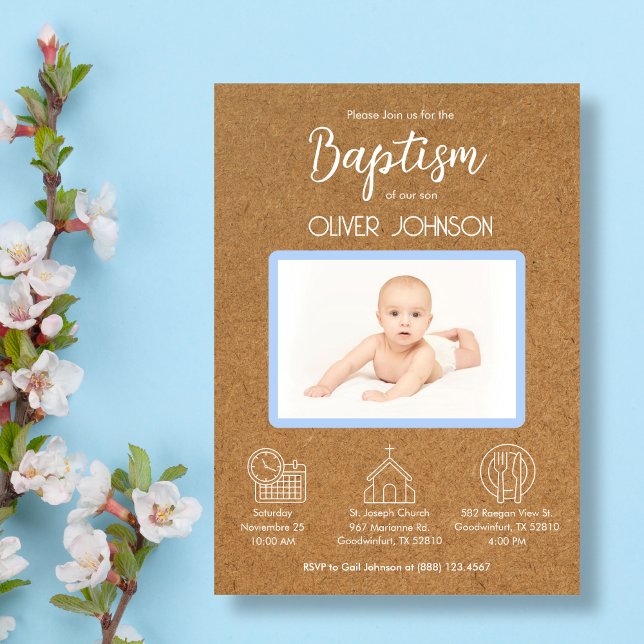 Bautizo Invitacion for boys Catholic Cute Baptism  Invitation (Creator Uploaded)