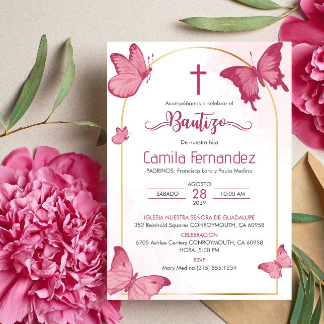 Bautizo Invitacion in spanish Baptism Butterflies Invitation (Creator Uploaded)