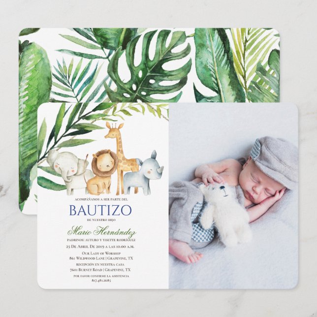 Bautizo Invitacione De bautizo Baptism Invitation (Front/Back)