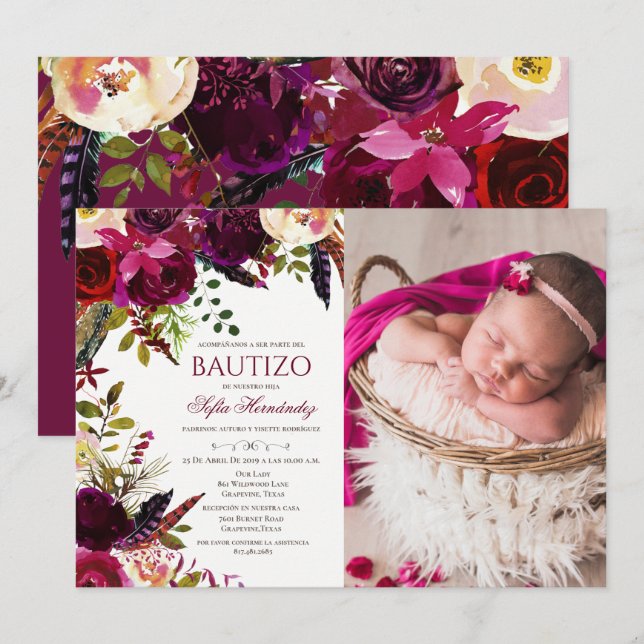 Bautizo Invitacione De bautizo Baptism Invitation (Front/Back)