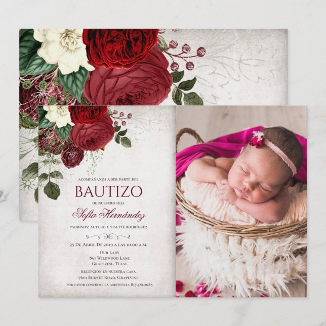 Bautizo Invitacione De bautizo Baptism Invitation (Front/Back)