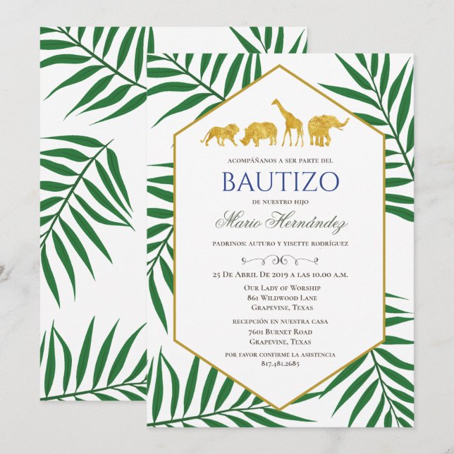 Bautizo Invitacione De bautizo Baptism Invitation (Front/Back)