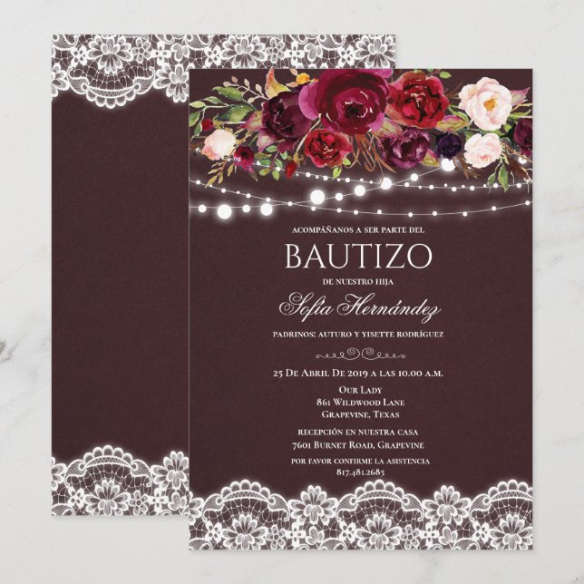 Bautizo Invitation Bautizo Invitacione De Bautizo (Front/Back)