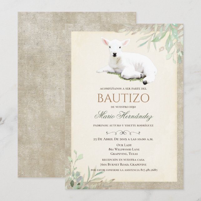 Bautizo Niño Invitacione De bautizo Niño Baptism Invitation (Front/Back)