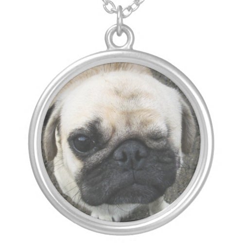 Bauwk  Cute Pug Dog Puppy Silver Plated Necklace